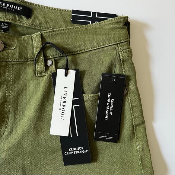 Liverpool Kennedy Crop Straight Jeans Women's 6/28 in Eucalyptus Green $109 NWT - Picture 8 of 14
